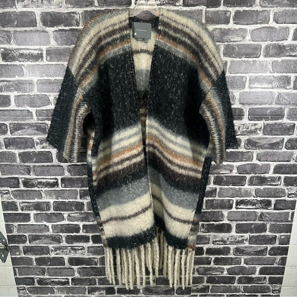 Anthropologie Knit Kimono - One Size Striped Poncho Shawl Boho Western Festival